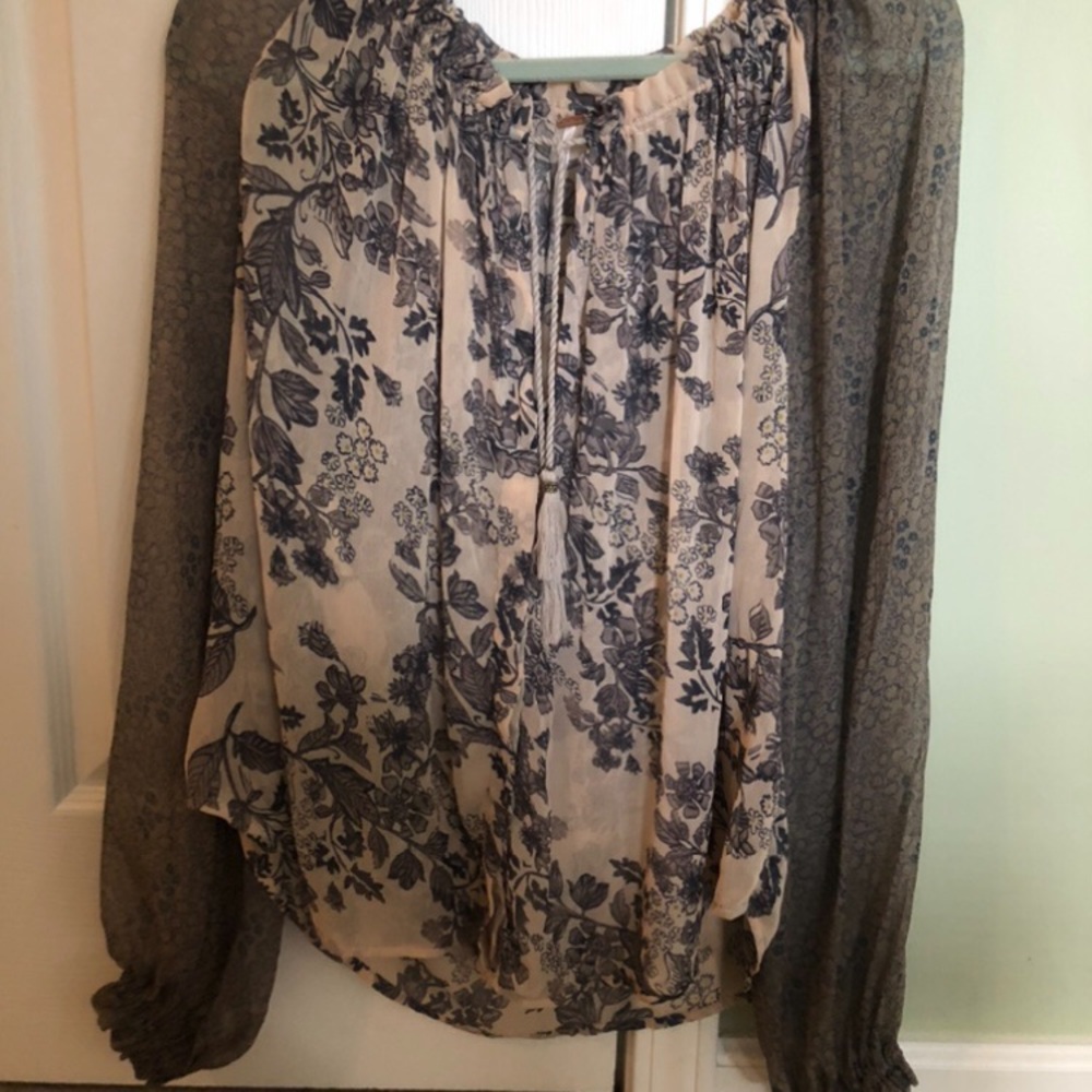 free people XS sheer blouse floral